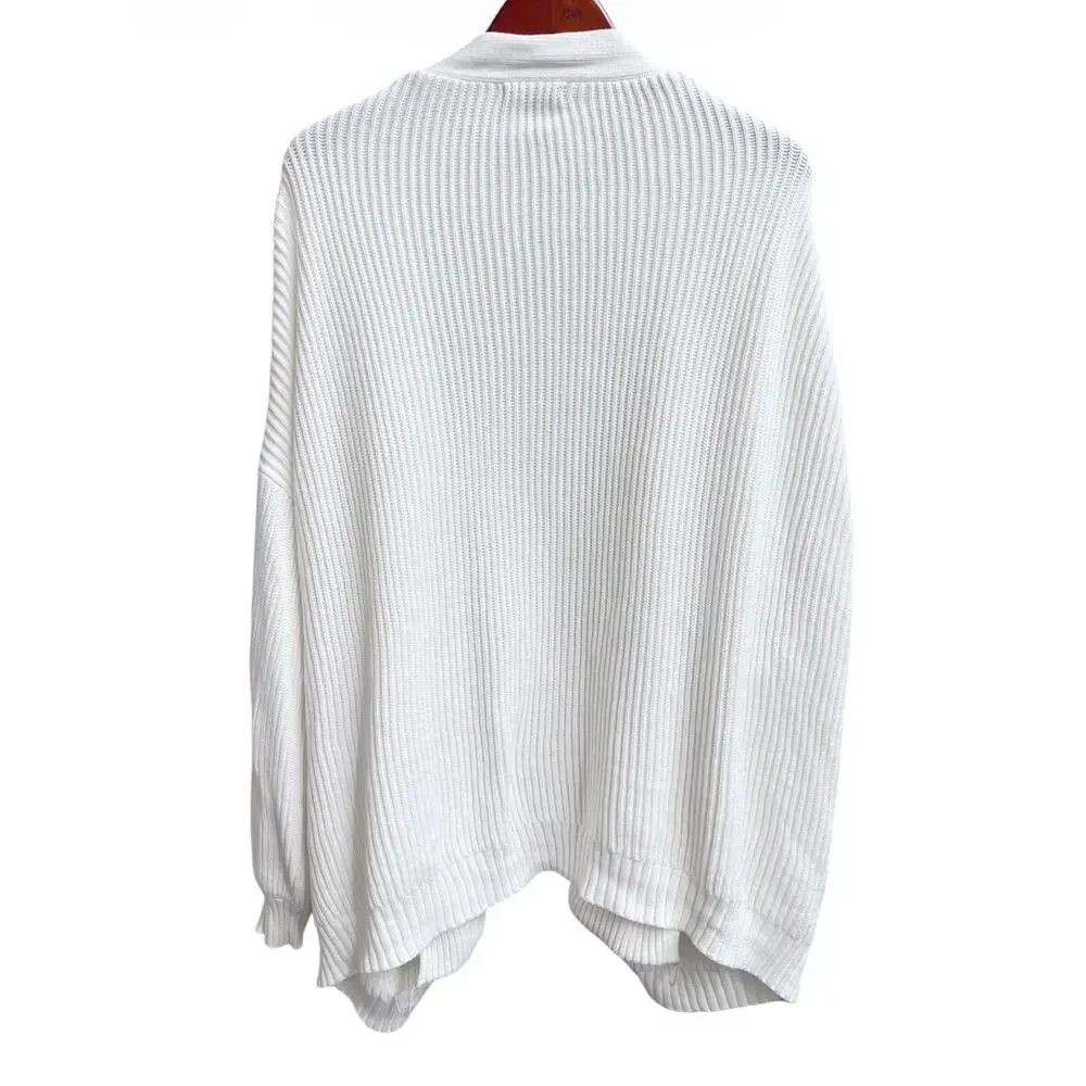 Quince Women Plus Sz 3X 100% Organic Cotton Oversized Open Cardigan Ivory Cream